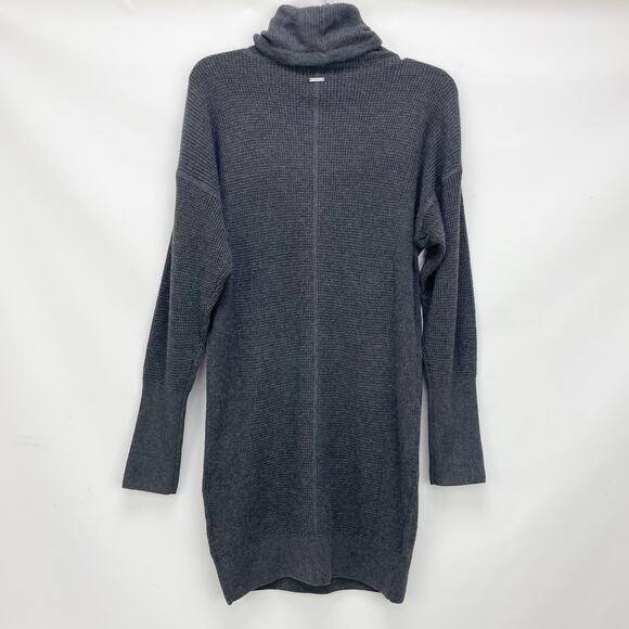 prAna Womens Milani Sweater Dress XS Charcoal Grey LS Waffle Knit Funnel NWT - Picture 8 of 12
